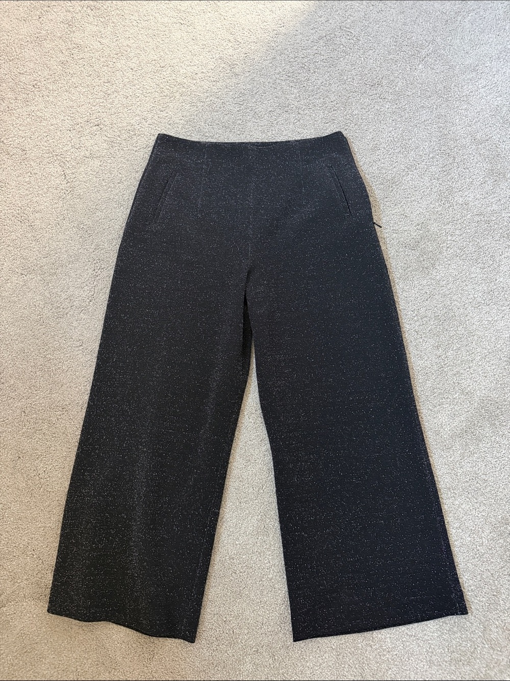 Whistles Black Sparkle Wide-Leg Trousers